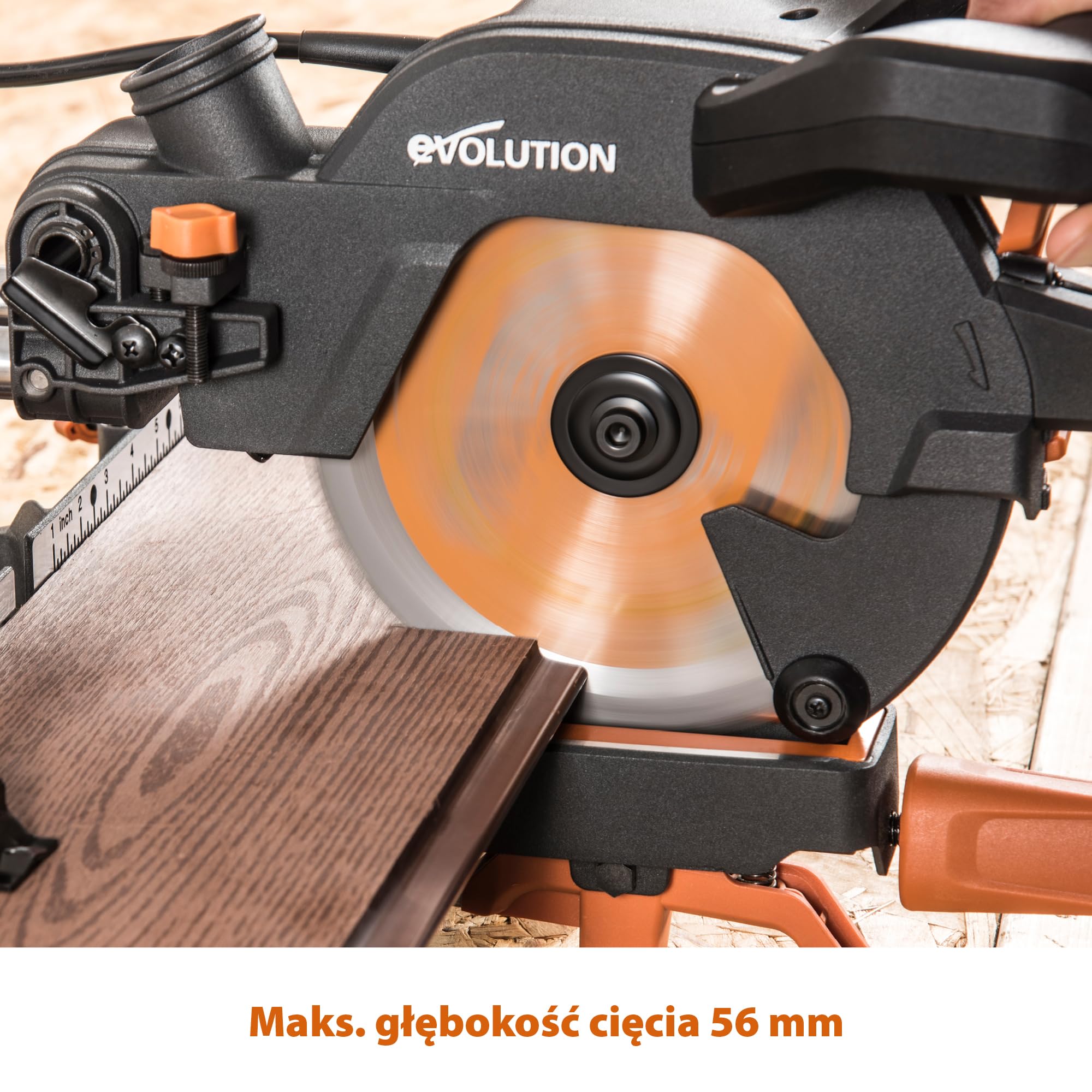 Evolution Power Tools Przesuwna ukośnica R185SMS+ 185 mm 230 V do cięcia drewna, metalu, plastiku