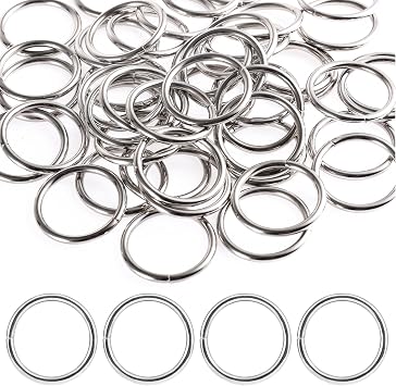 50PCS Metal O Rings، 1 Inch Heavy Duty 304 Stainless Steel Non-Welded O Ring، Multi-Purpose Buckle، for Macrame، DIY Crafts، Hardware، Bags، Camping Belt، Dog Leashs، Keychain, سلة معلقة