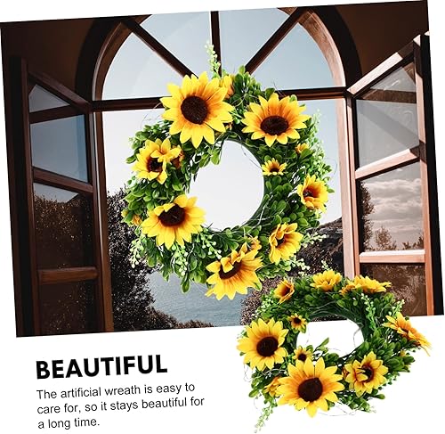 Miniatura 2 de Guirnalda de girasoles con luces para puerta de Acción de Gracias, coronas de girasol, coronas de girasol para puerta delantera, corona de puerta