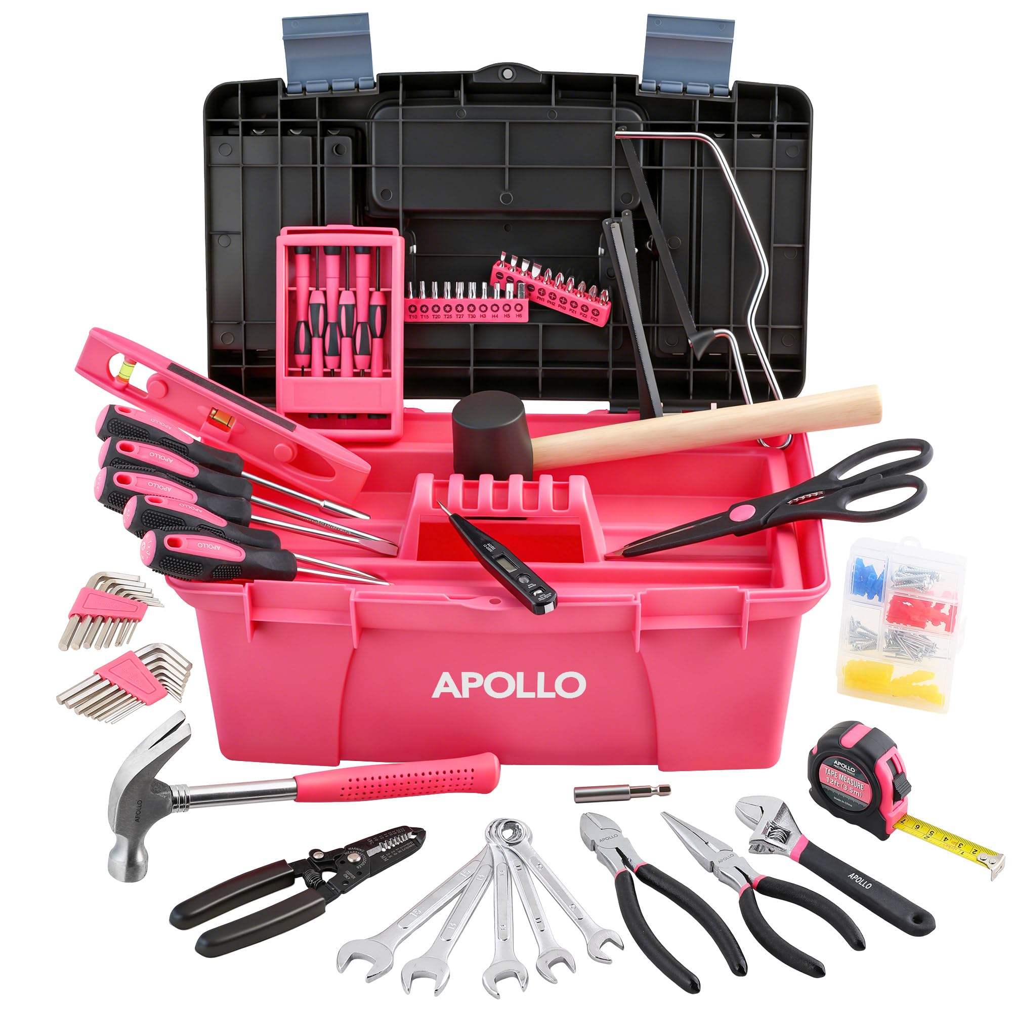 Apollo 170 Piece Pink Complete Household Tool Kit with Large Heavy