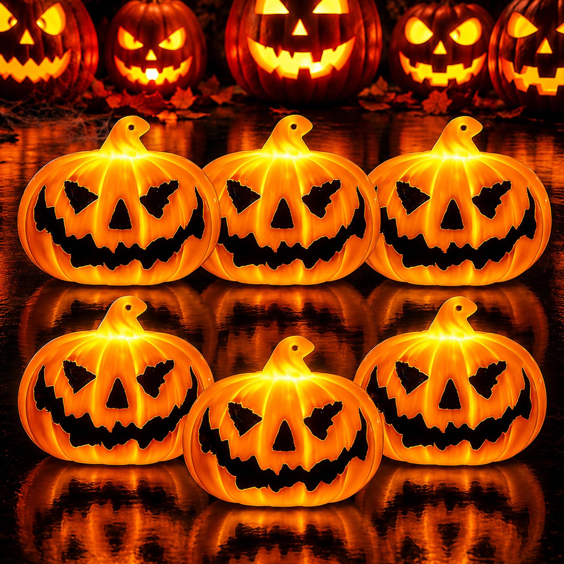 Halloween Laterne 6 Stück, LED Kürbis mit Licht,…