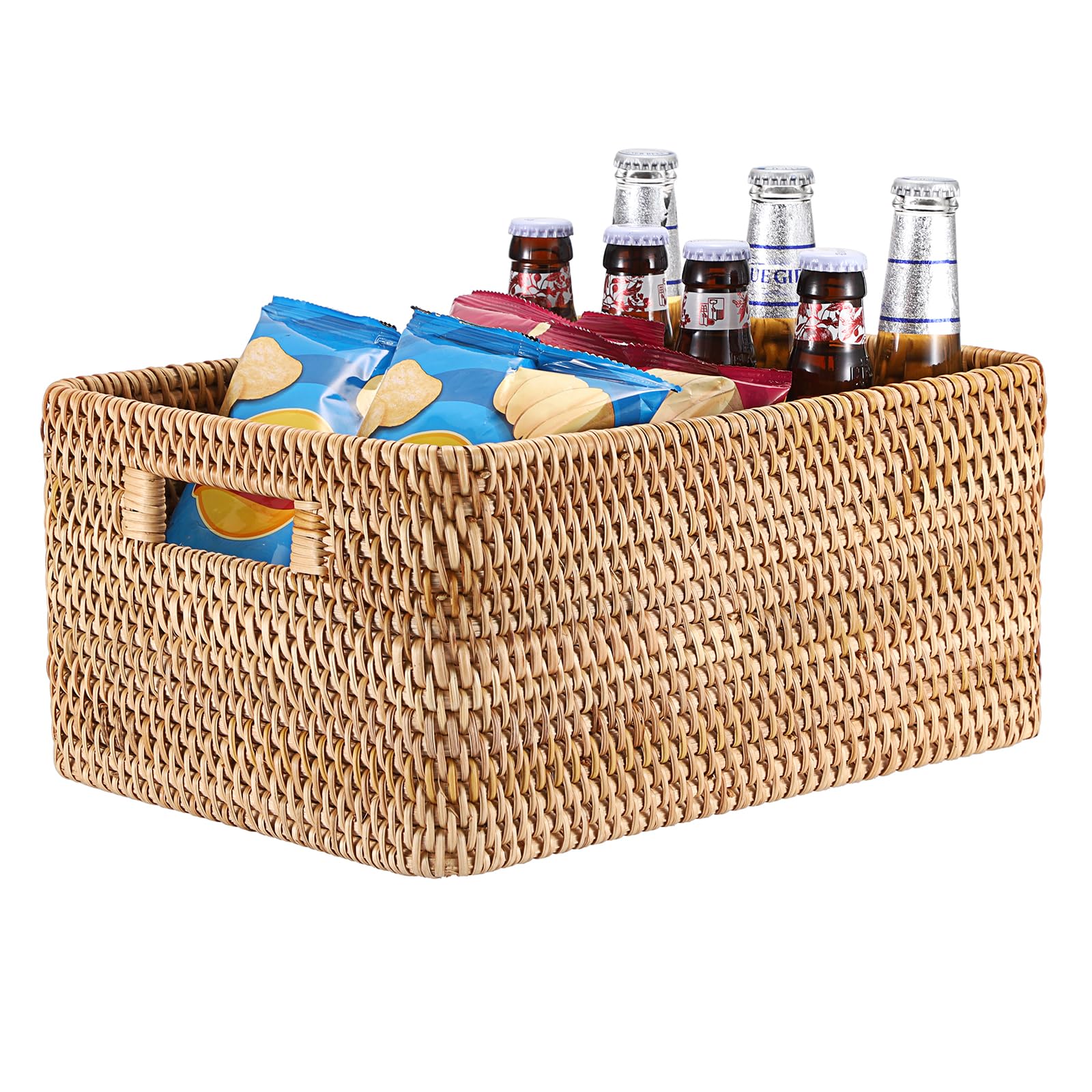 SUMTree panier de rangement en rotin, fait à la main, 35x25x16cm