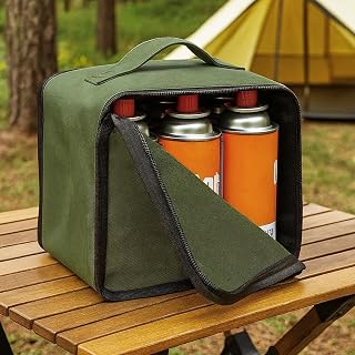 Camping Gas Canister Storage Bag - Portable 16 OZ Gas Cylinder Holder, Portable Propane Tank Carry Case, Green