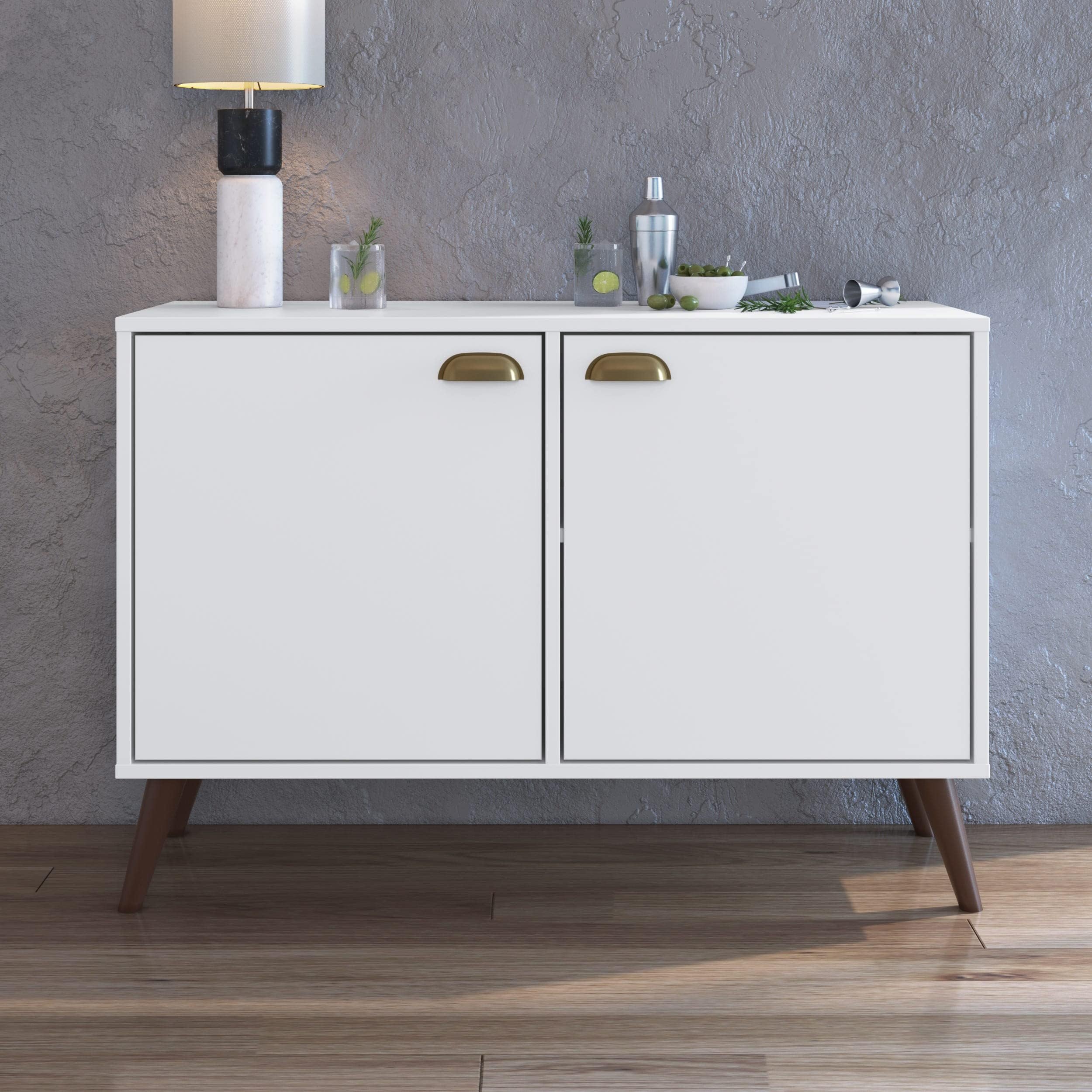 Skitty 2 Door Cabinet | Sturdy Home Kitchen Organiser | Modern Design Furniture For Dining Room, Living Room, Kitchen L 90 X W 33 X H 69.50 Cm White