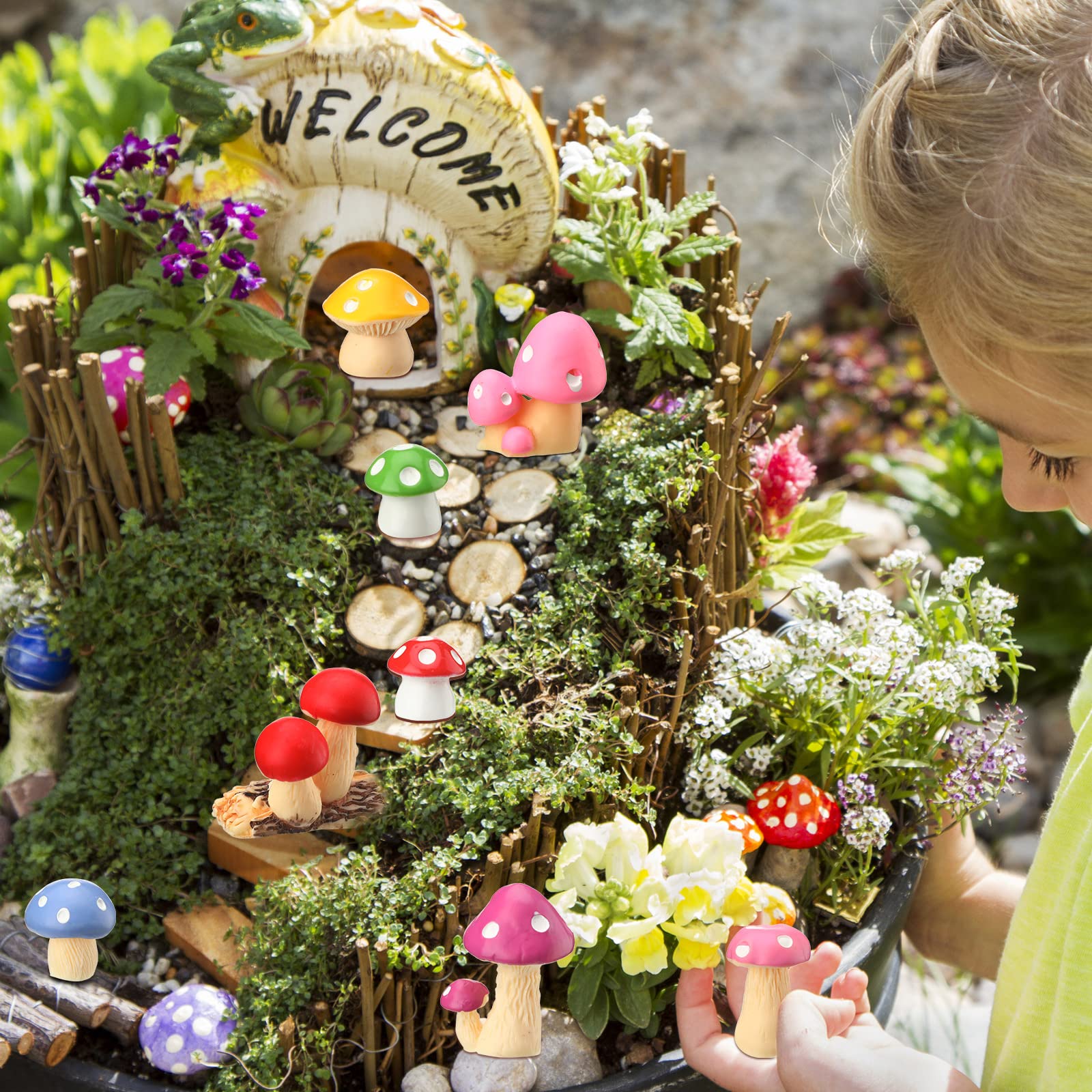 ENVEL Bunte Gartenpilze, Fairy Garden Pilz Keramik [ 4 Farbe 6 Stücke