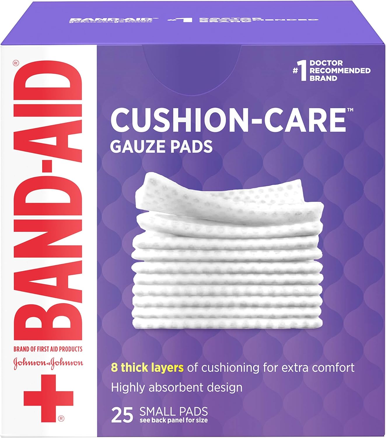 BAND-AID® Brand CUSHION-CARE™ Gauze Pads 2in x 2in, 25 count
