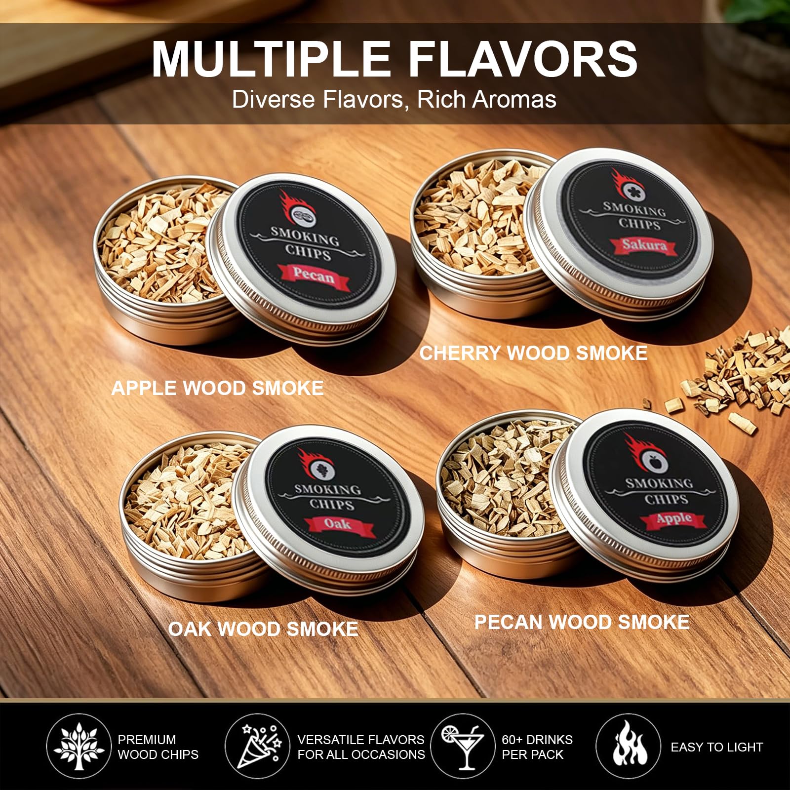 Affumicatore per Whisky UFO, Kit Affumicatore Cocktail con 4 Legni (Noce, Ciliegio, Quercia, Mela), per Whisky, Bourbon, Cocktail, Regalo per Uomo, Padre, Appassionati