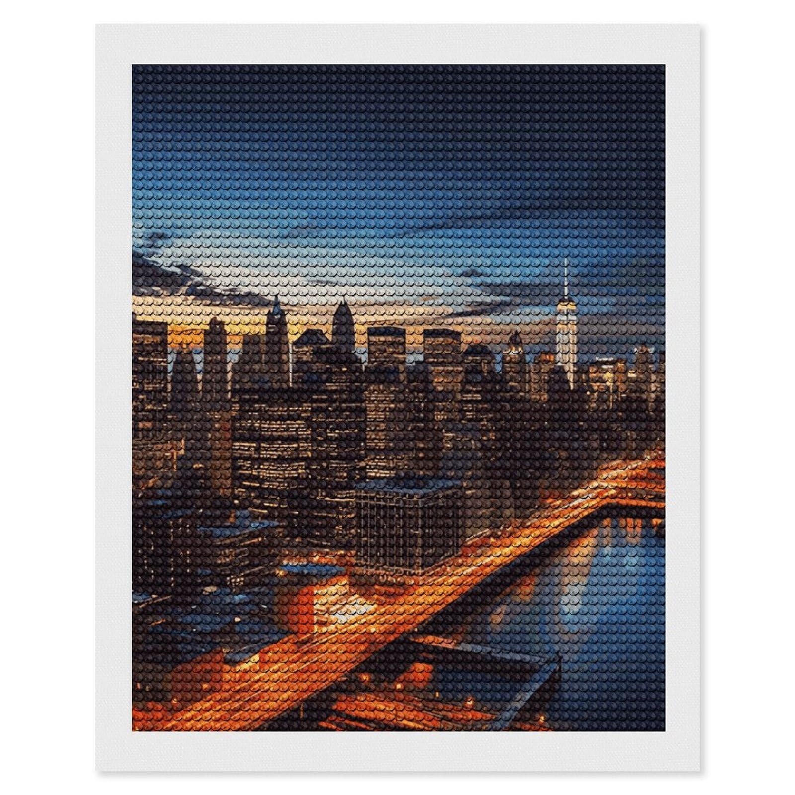 DWVTSLH New York City Scenery Diamond Painting Kits for Adults, Personalized Diamond Photo Art Full Drill, DIY 5D Diamond Art Painting Kits for Beginners, Home Wall Decor 16"x20"