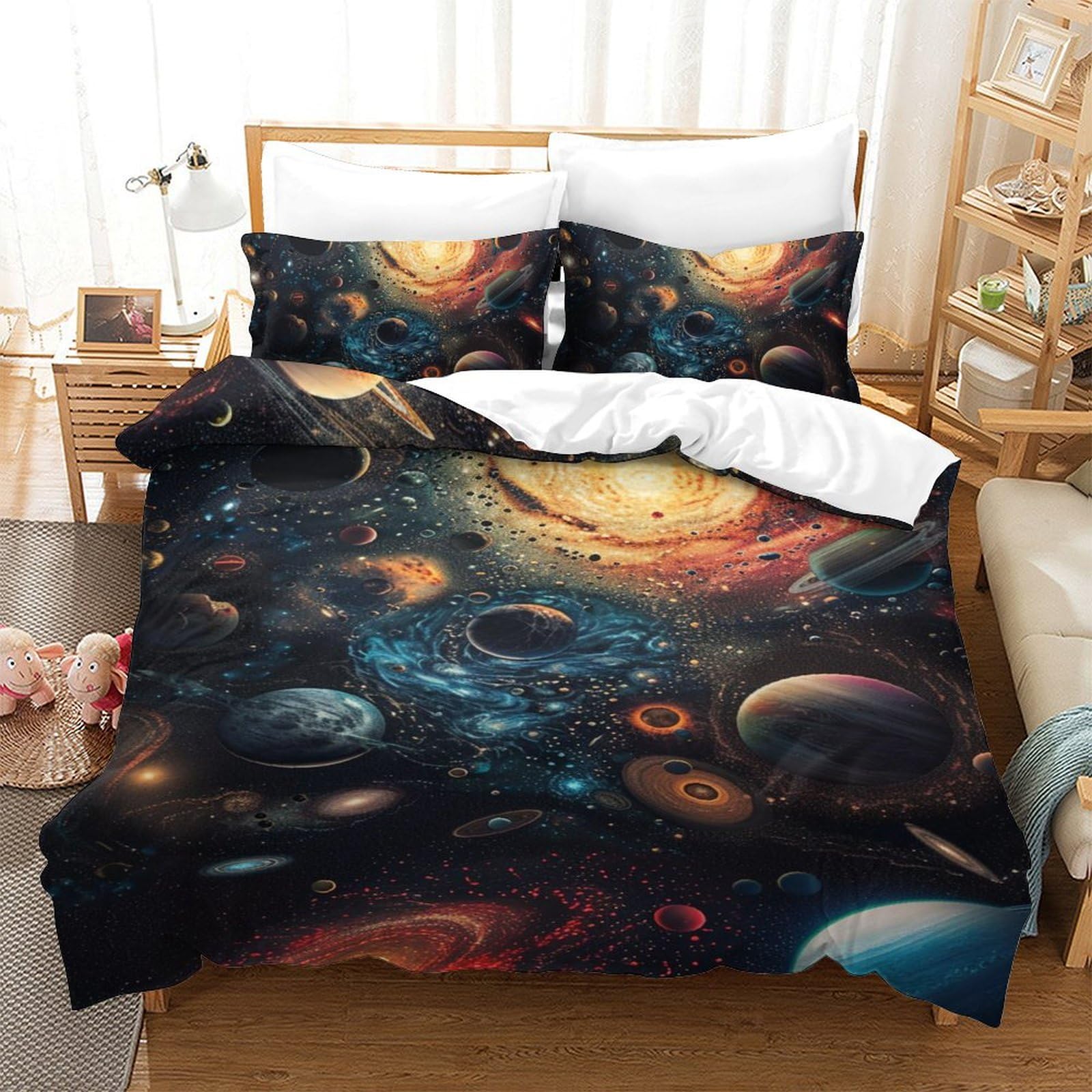 Housse de couette galaxie 140x200 cm contre les nuits agitées