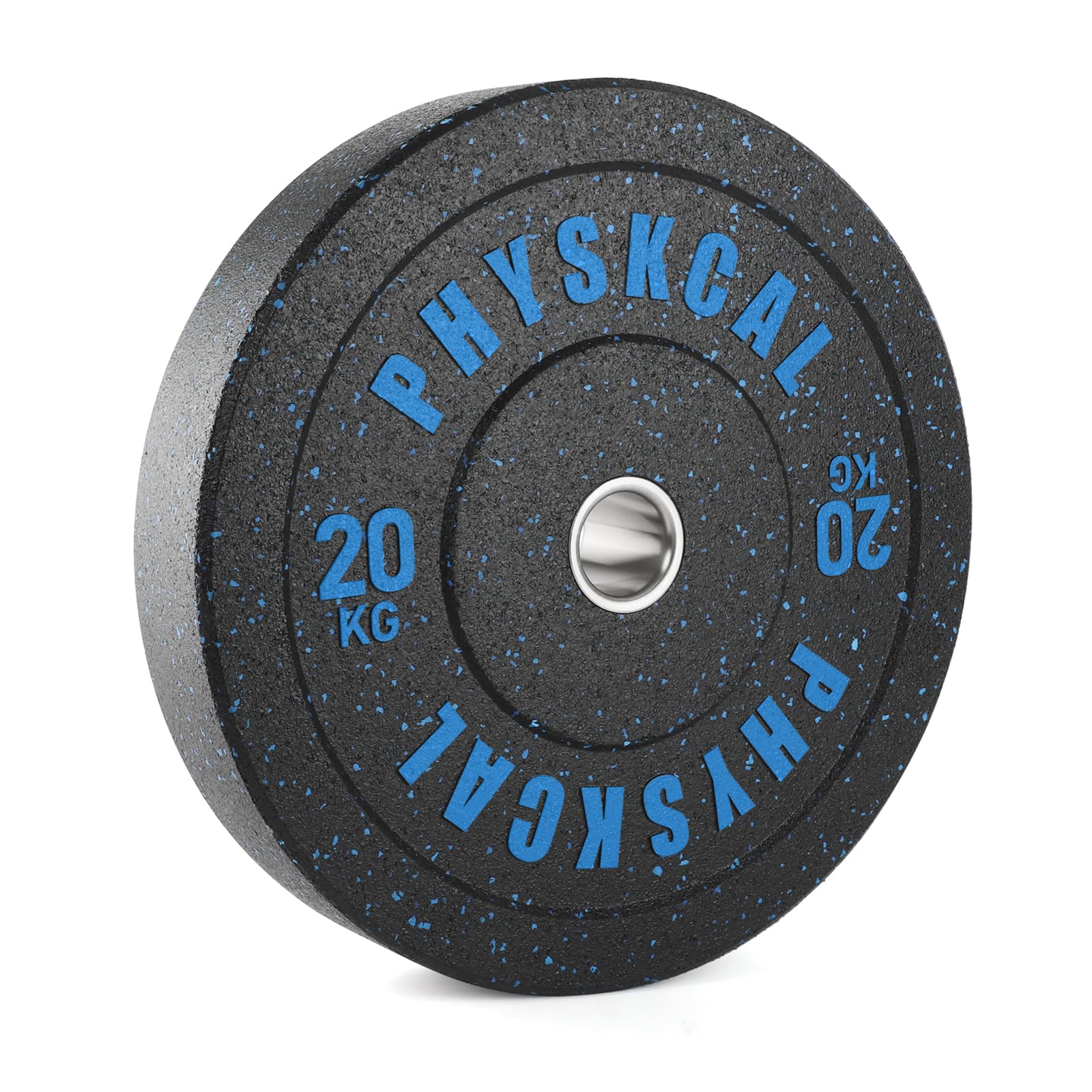 PhysKcal 20kg x 1 Crumb Rubber Olympic Bumper Plates, 2’’ Opening Weight Plates, Black Barbell Discs for Strength Training, Barbell Weights Set — image 1