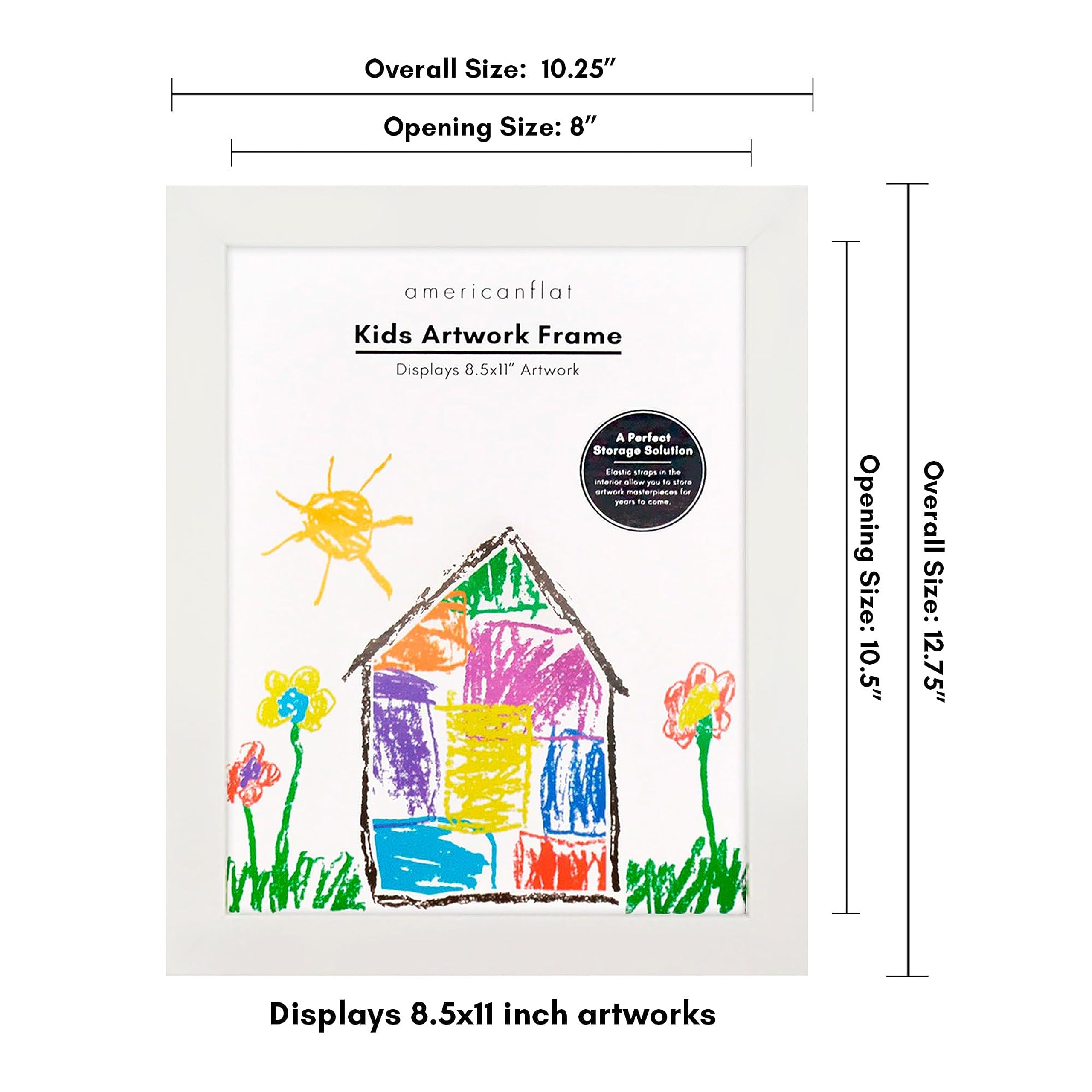 Americanflat Ramka na zdjęcia dla dzieci 10 x 12,5 cm, ładowana od przodu, pomieści 100 dzieł sztuki, użyj jako ramki 20 x 38 cm z matą, moje mini arcydzieło, sprzęt do zawieszania i wbudowana