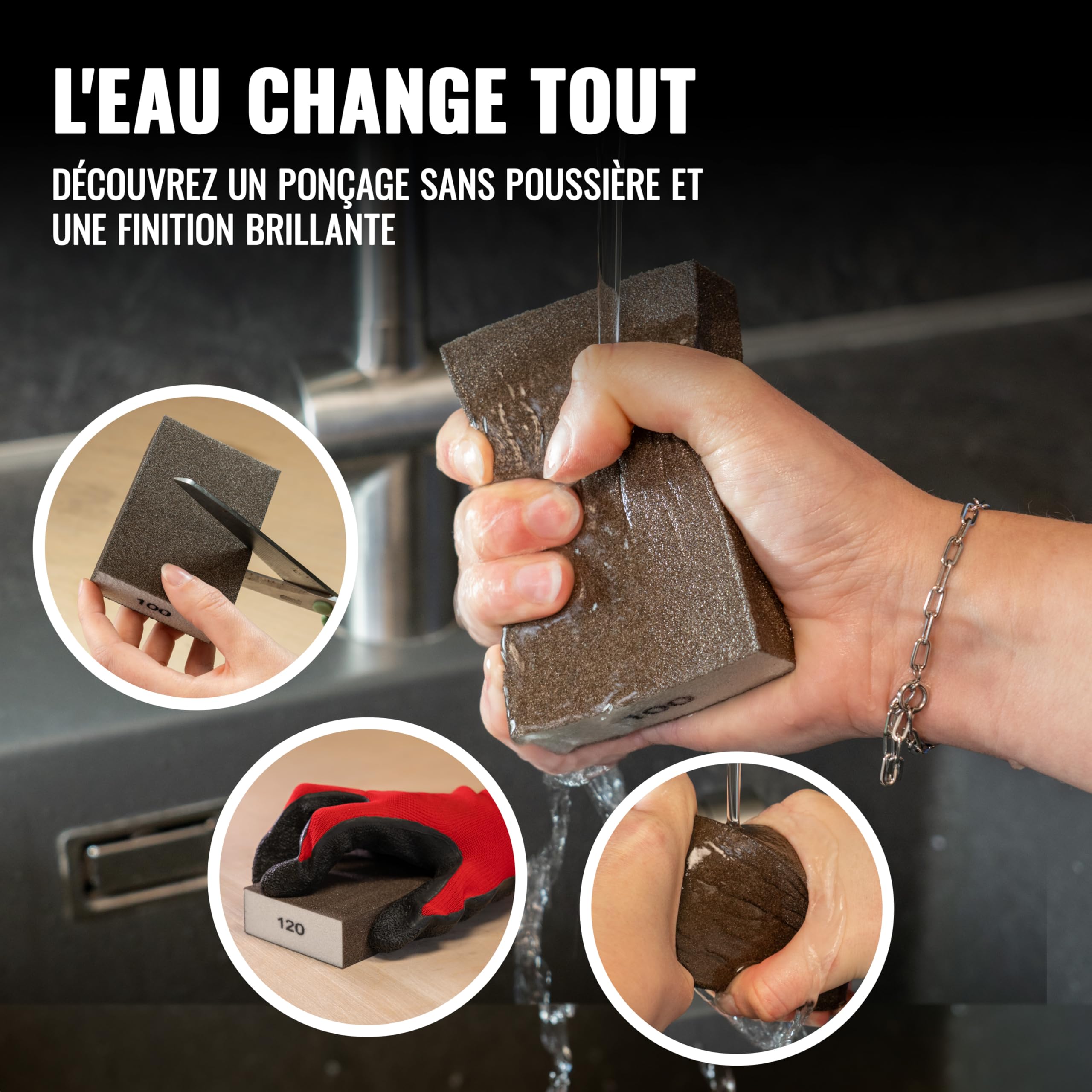 Poppstar Lot De 12 Éponges Abrasives 100x70x25mm – Grains 60/80/100/120/180/220 – Lavables Et Polyvalentes Bois Métal Plastique