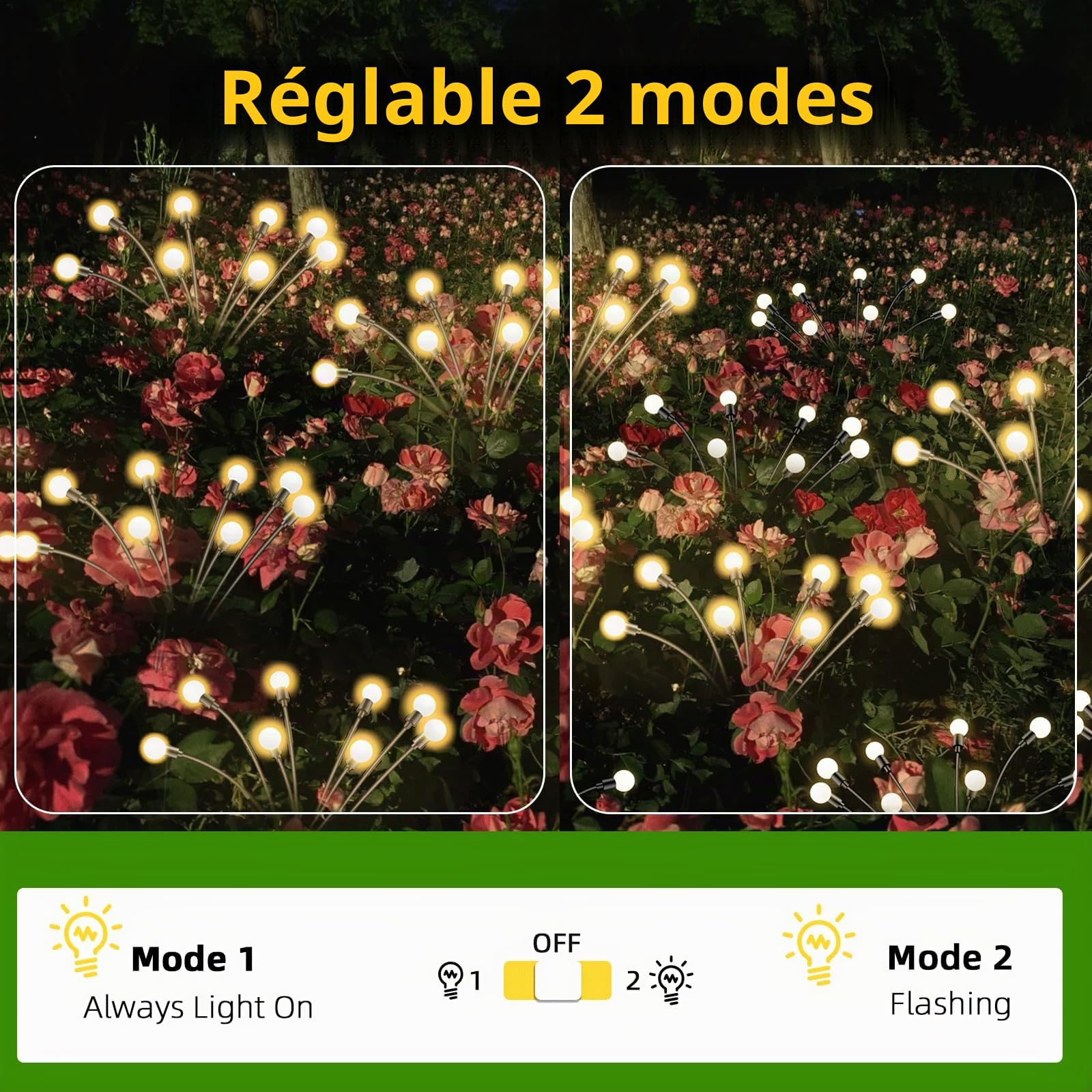 SCNNC Lampes Solaires Lucioles Exterieures Jardin, 8 LED Lumière Solaire Extérieure Luciole IP65 Étanche Blanc Chaud, Firefly Lampes Solaires Extérieures pour Jardin Balcon Allée Terrasse, 4 Pièces