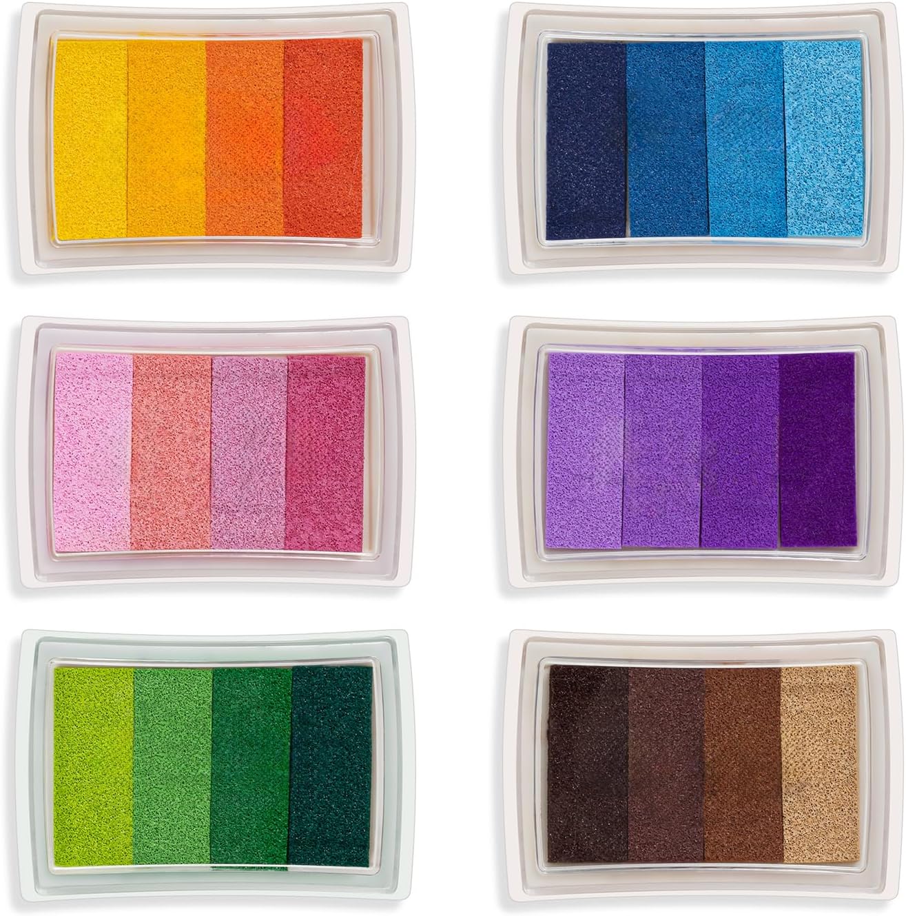 Craft Ink Pad, Set of 6 Washable DIY Stamp Ink Pads for Kids, 24 Colors