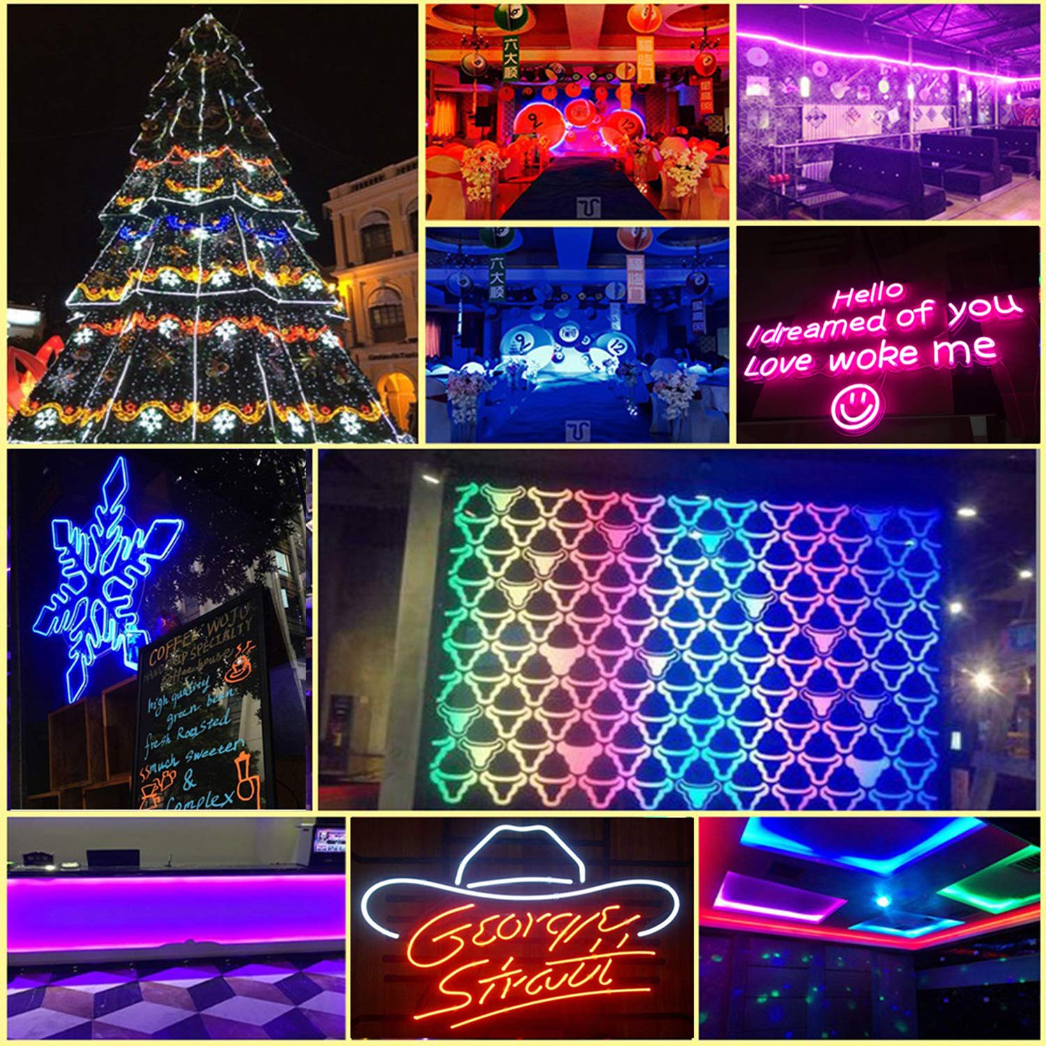 20m Neon Seil Strip, dimmbar RGB Farbwechsel flexibler LED Streifen, 5050 SMD Lichtleiste, 220V LED Band, IP65 wasserdichte Lichtschlauch mit Trafo & 24-Tasten IR Fernbedienung