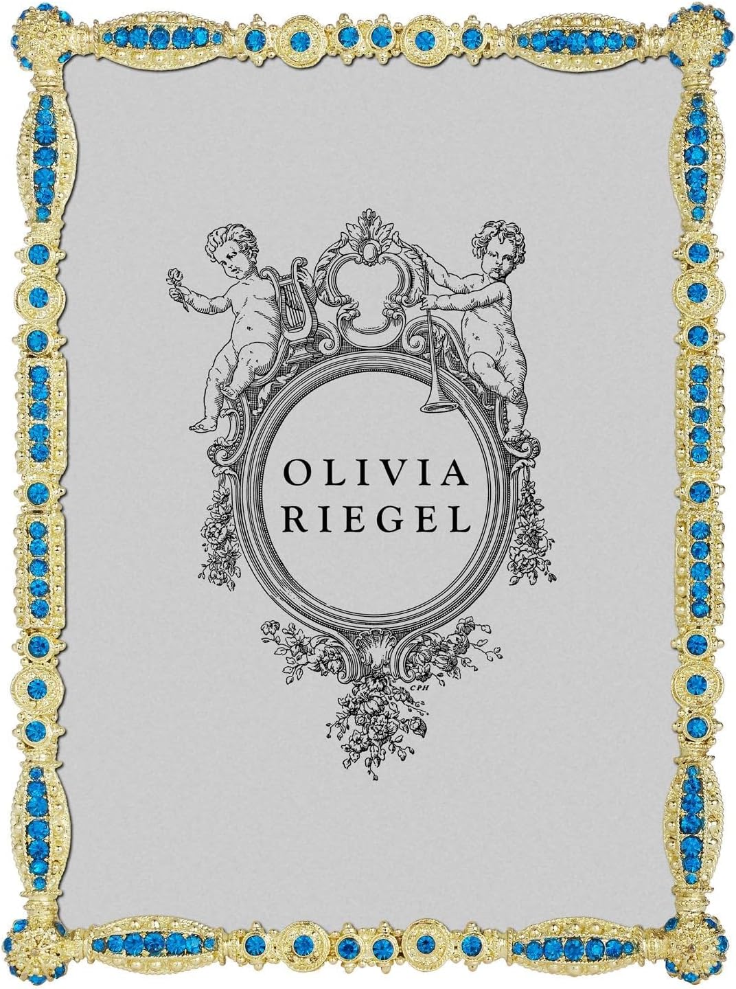 Olivia Riegel Gold Asbury 5 x 7 Frame with Capri Blue Stones - BL4642