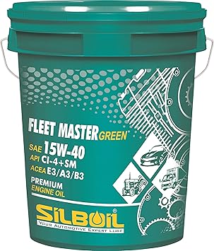 SILBOIL Fleet Master Green 15W-40 CI-4 Plus/SM Semi-Synthetic Diesel Engine Oil for Commercial Vehicles (15 L)