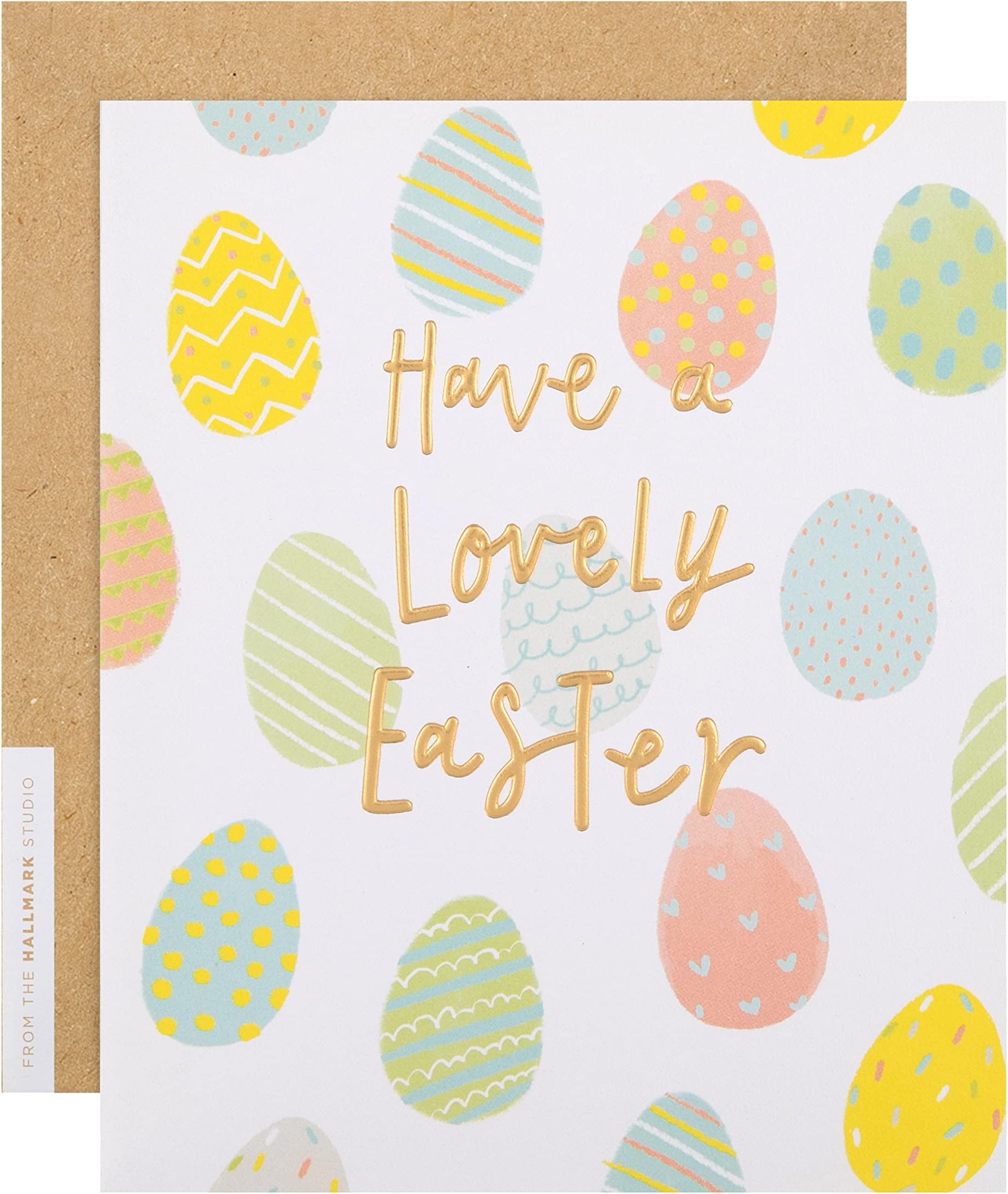 Easter Card, Cute Easter Card, Easter Card with Envelope, Pastel Easter Eggs Design, White, Pink, Green, Blue