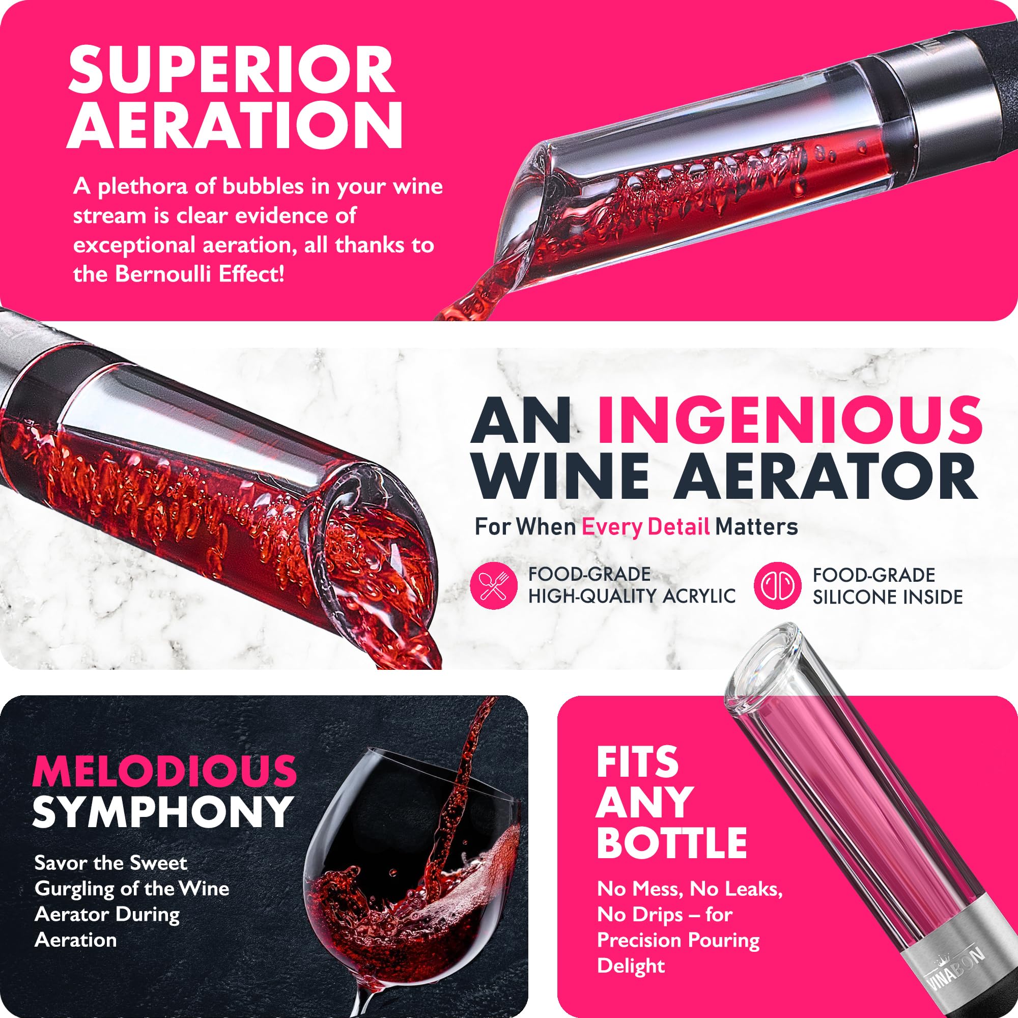 VINABON Wine Aerator Premium 2024 Wine Aerating Pourer And Wine Air Aerator