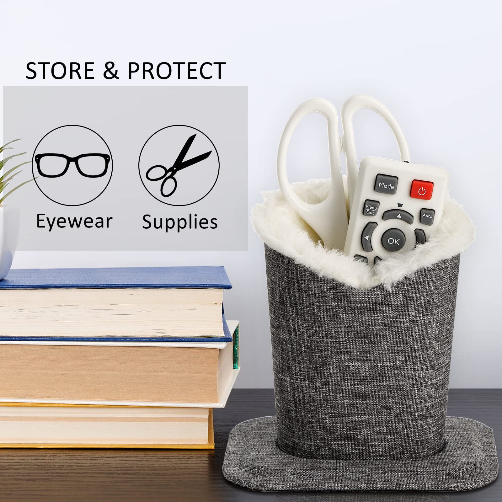 ZOOFOX Paquete de 3 soportes de gafas forrados de felpa, soporte para gafas de tela para escritorios, mesitas de noche