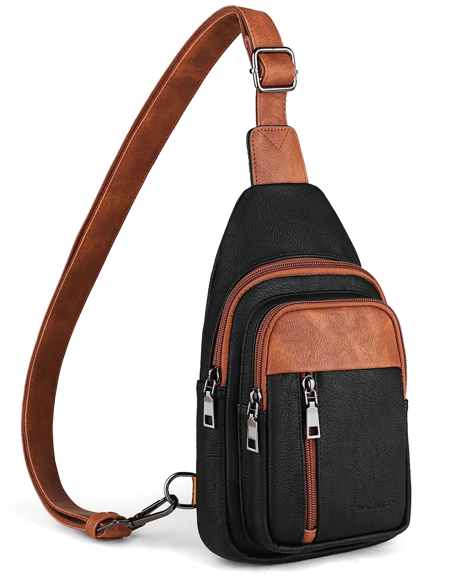 MASINTOR Sling Bag for Women - Crossbody Bags Fanny Pack with Vegan Leather - Adjustable Sling Backack for