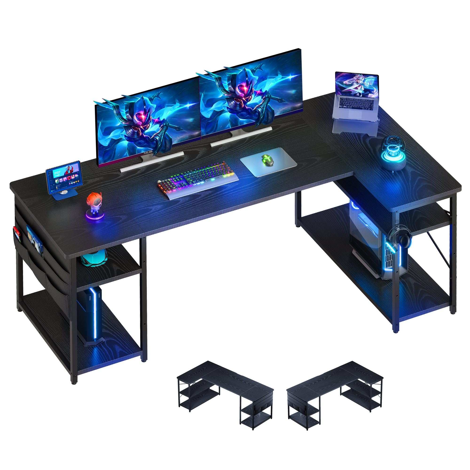 Amazon | YeTom l字デスク ゲーミングデスク デスク 幅150cm pcデスク