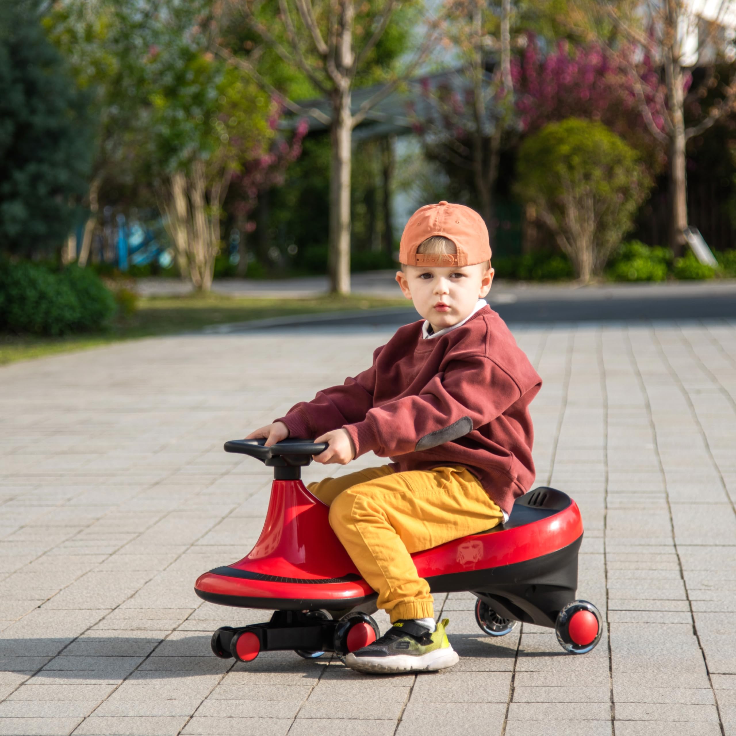Freddo Toys Swing Car for Kids with Flashing Wheel for Boys and Girls, No Batteries, Gears or Pedals - Twist, Turn, Wiggle Movement to Steer (Red), Age 18 to 60 Months