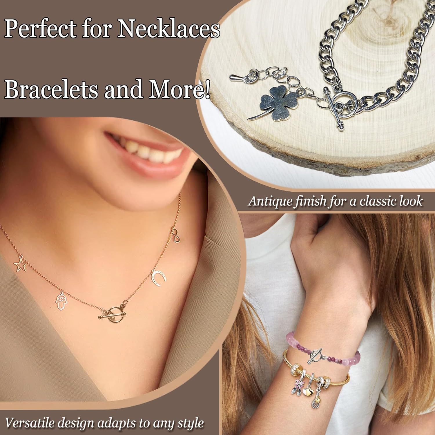 Heather's cf Toggle Jewelry Clasps – Durable Quality, Antique Plain Copper Finish Toggle Clasps & Closures for Necklace, Bracelet & Charms – Ideal for DIY, & Jewelry Making – Small (Set of 130) - Image 6