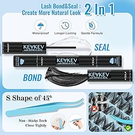 KEVKEV Lash Clusters Kit 144pcs Manga Lashes Clusters 8-18mm Lash Extension Kit Thin Band Eyelash Extension Kit Lash Clusters with Lash Bond and Seal Eyelash Clusters Kit DIY Lash At Home(Kit-K02)