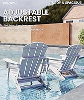 Vista 8 de FOOWIN Adirondack - Silla Adirondack con otomana retráctil, silla Adirondack plegable ajustable de polietileno de alta densidad con bandejas 4 en 1