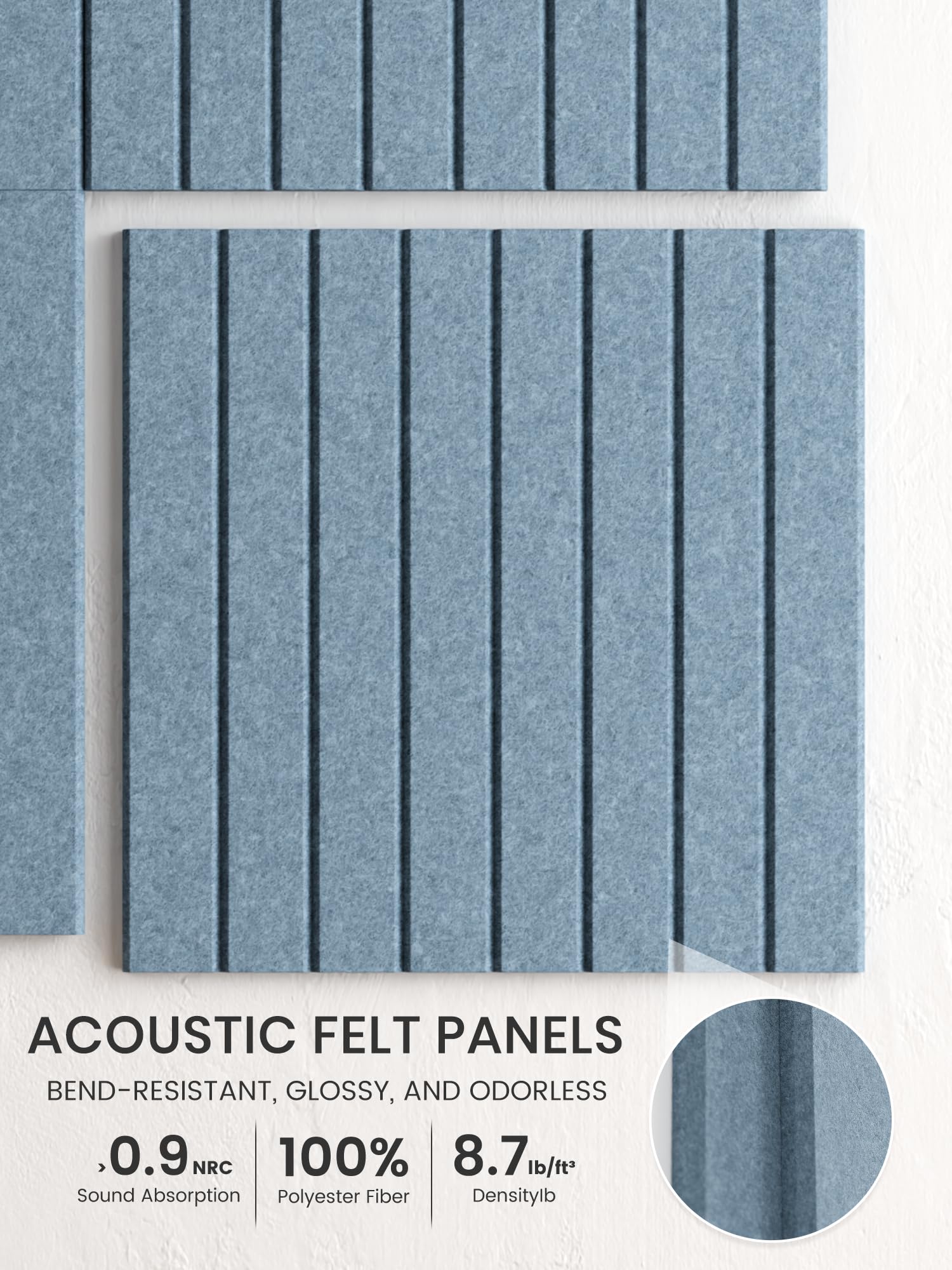 Bumusty 36"x 24" Large Felt Bulletin Board Tiles, Dusty Blue