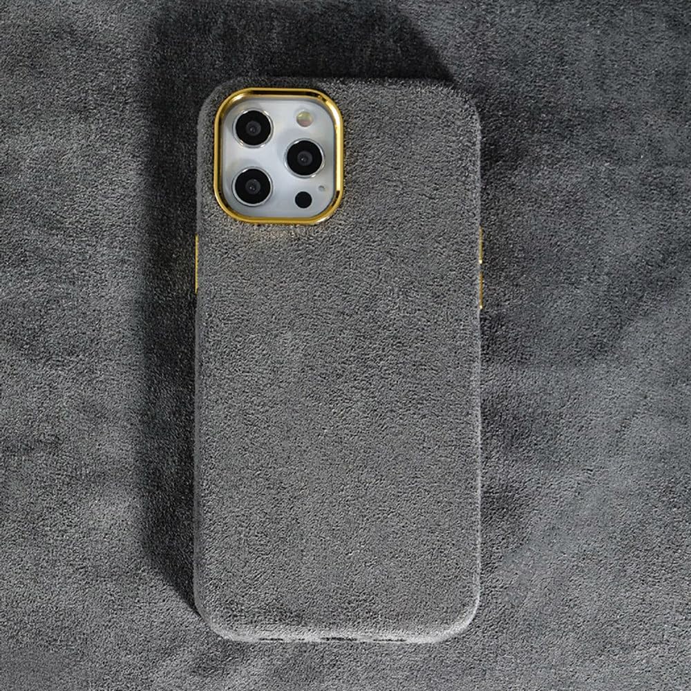 Coque en fourrure peluche gris pour iPhone 13 chic et élégante - 8
