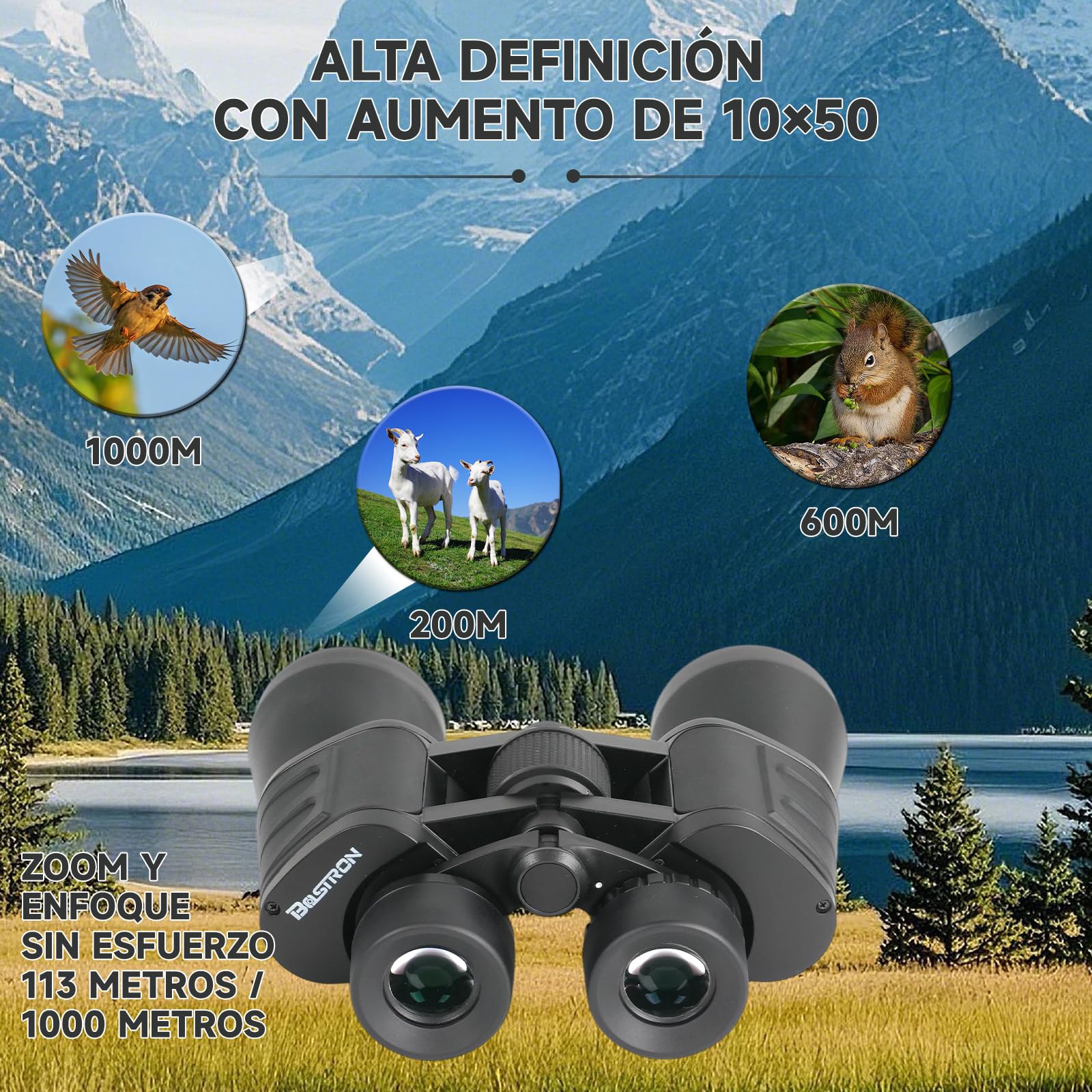 Prismáticos 10x50 Profesionales HD para Observación Aves | Binoculares Adultos Potente,Prismaticos Vision Nocturna HD Portátiles impermeables para Fútbol, Conciertos,Senderismo