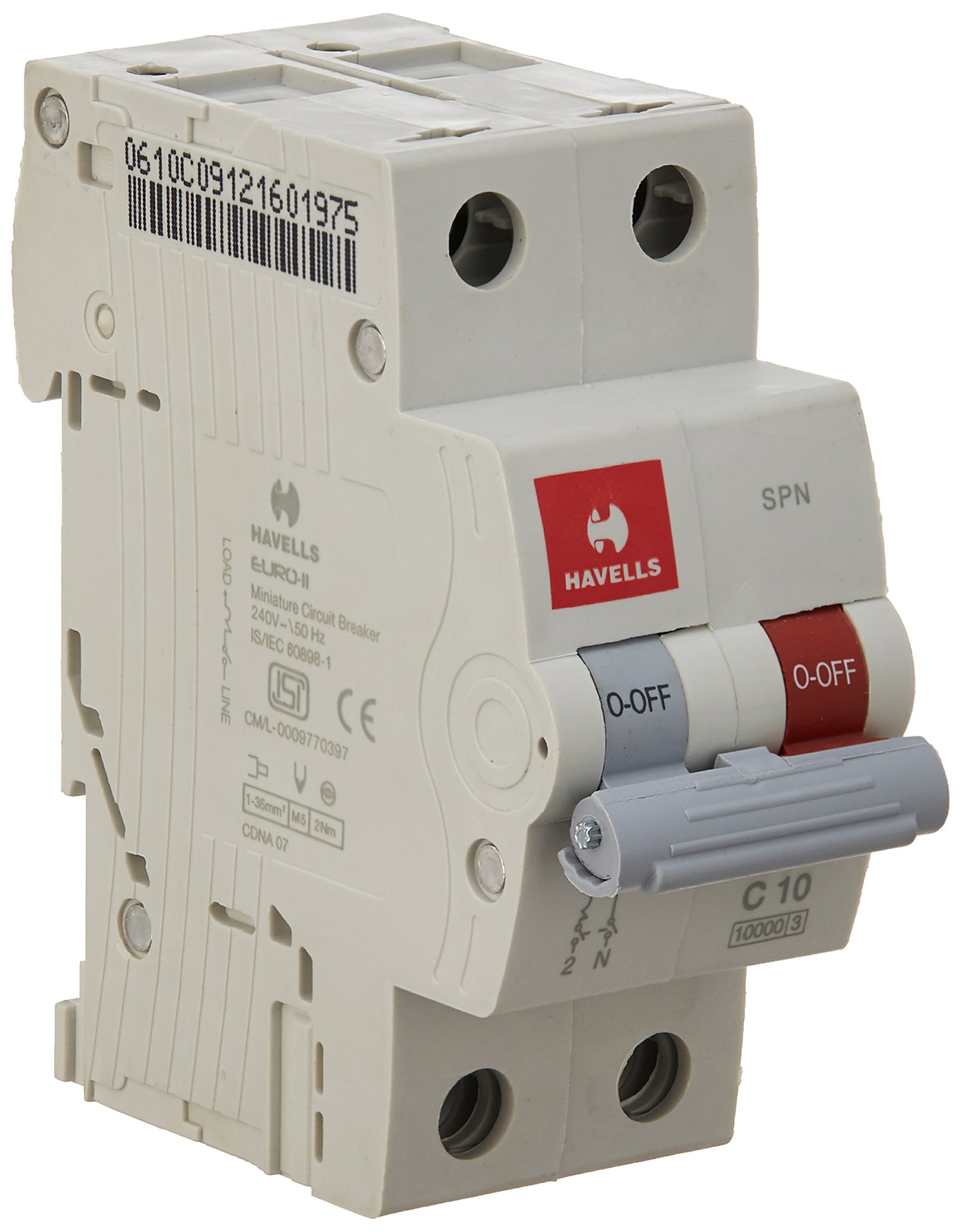 Havells DHMGCSNF010 PVC Plastic 10A MCB SPN C Curve (White)-picture-27
