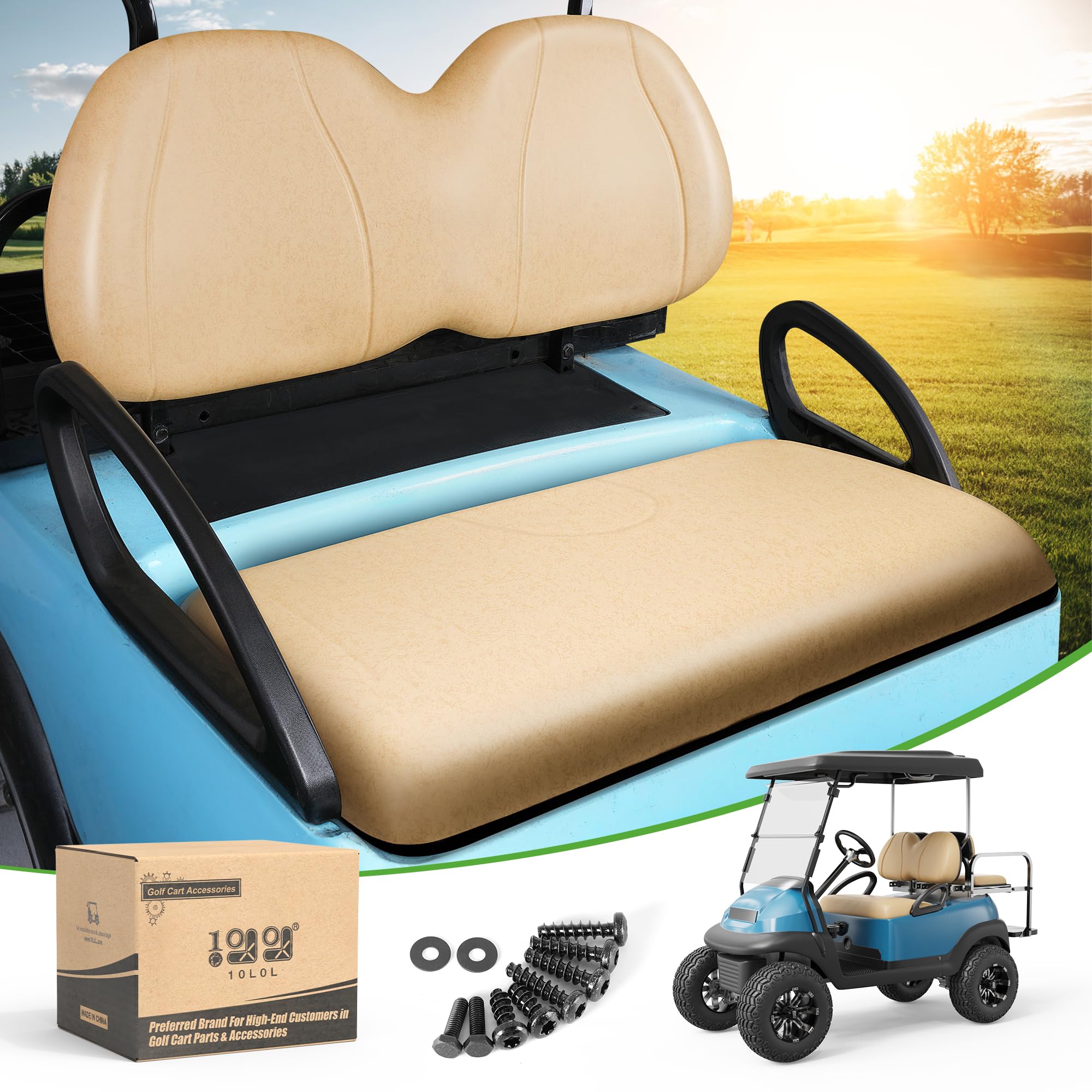 Photo 1 of 10L0L Golf Cart Front Seat Cushion & Backrest Kit for Club Car Precedent 2012-Up - Club Car Replacement Deluxe Bottom & Backrest Kit