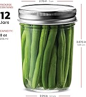 Vista 7 de Tarros de vidrio de boca regular, tarros de vidrio de 8 onzas (236.59 ml) con tapas de metal plateado herméticas para preparación de comidas