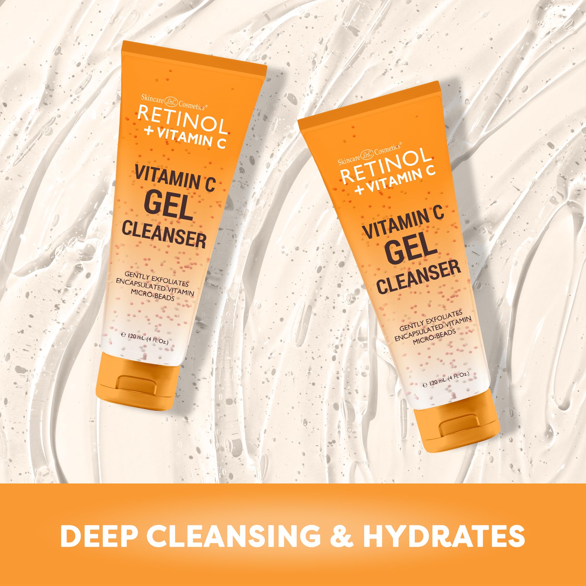 LIVAURA Retinol + Vitamin C Reiniger Gesichtswaschgel – Hellt auf und reduziert Zeichen der Hautalterung, feine Linien und ungleichmäßige Textur, 4 oz