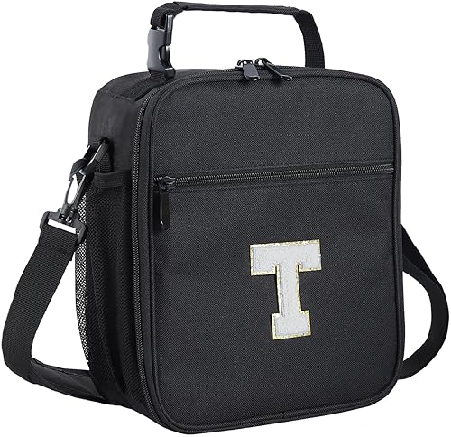 Miniatura 65 de ELEFOCUS Lonchera aislada con inicial para mujeres y hombres, bolsa de almuerzo personalizada con monograma con correa de hombro ajustable para