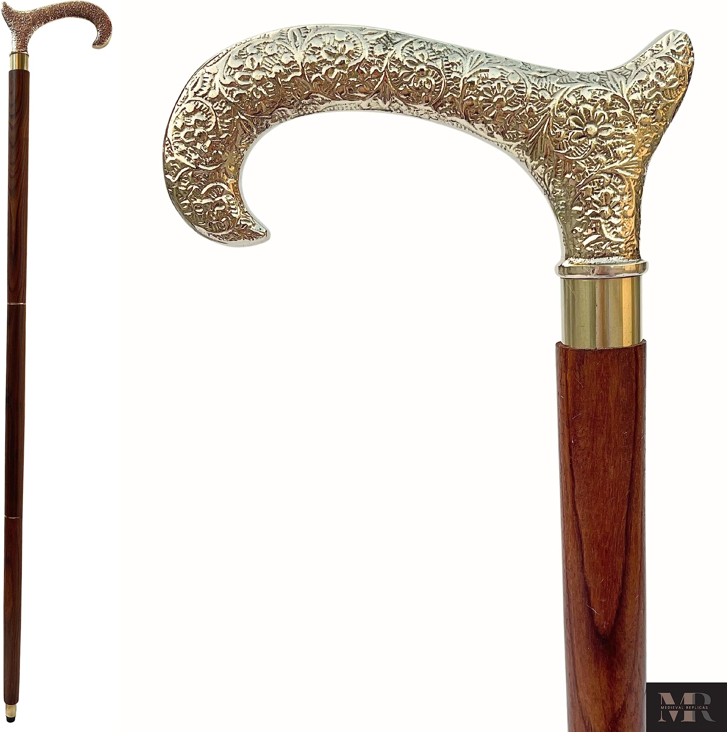 Derby Canes and Walking Sticks with Brass Handle Affordable Gift Wooden Decor...
