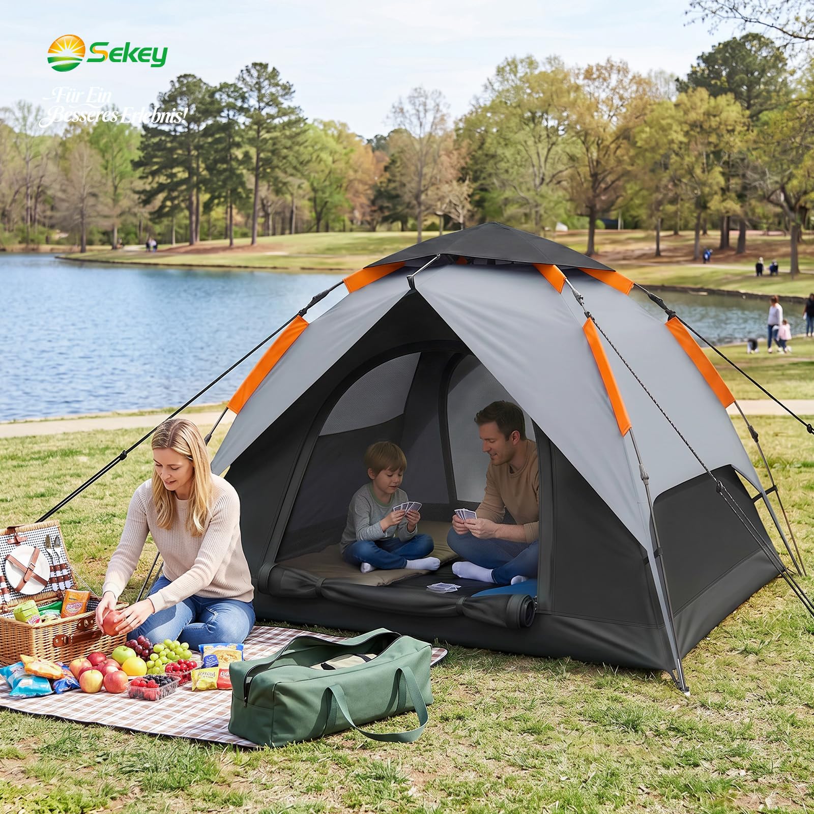 Sekey Tienda de campaña Pop Up para 2 personas, 2 en 1, tienda de campaña con interior o tienda de playa, sin tienda interior, montaje rápido, tienda automática impermeable PU3000 UPF50+,