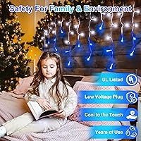 Vista 4 de Luces LED de Navidad de 66 pies con 140 gotas, 490 luces LED para interiores y exteriores, 8 modos de iluminación, luces de hadas impermeables