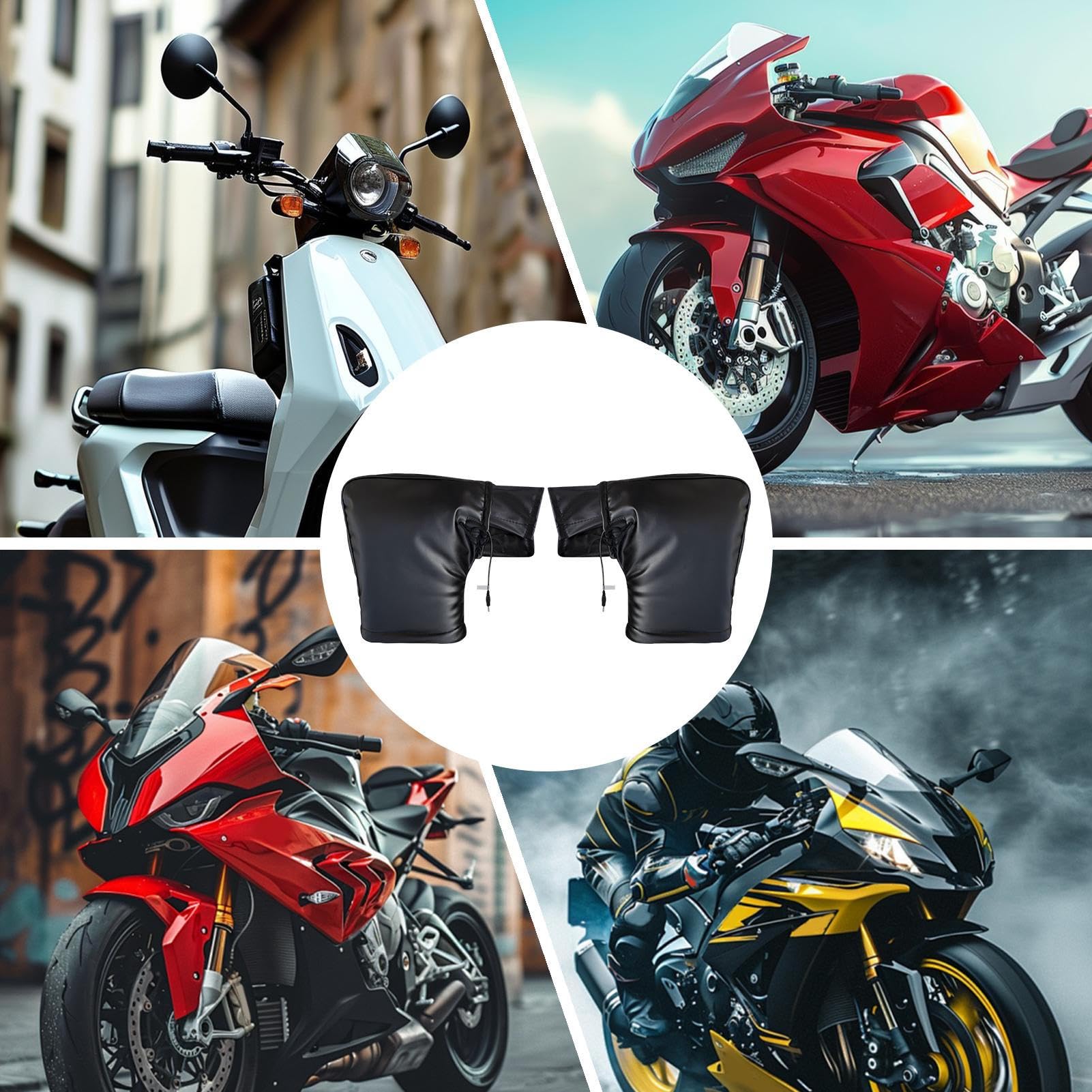 Ogrzewane rękawice - pokrowce na kierownicę motocykla, rękawice motocyklowe, wiatrówka wewnętrzna z polarem termicznym, łatwe w użyciu, narzędzie zabezpieczające do jazdy konnej, ocieplacz do skuterów