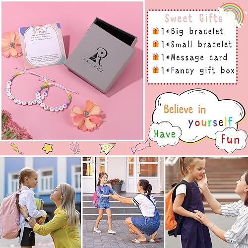 Miniatura 6 de Raicegs Pulsera para el primer día de jardín de infantes, pulsera de regreso a clases, pulseras para mamá y yo para jardín de infantes, pulsera de