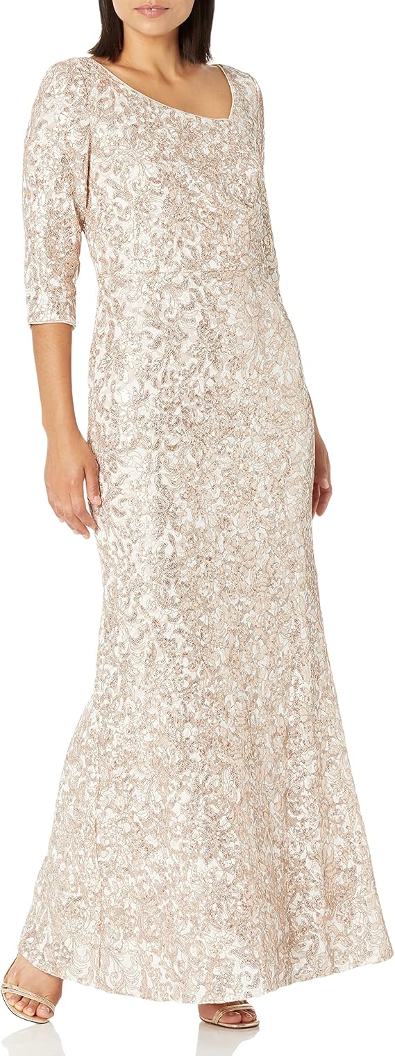 Alex Evenings Womens Long Sequin 