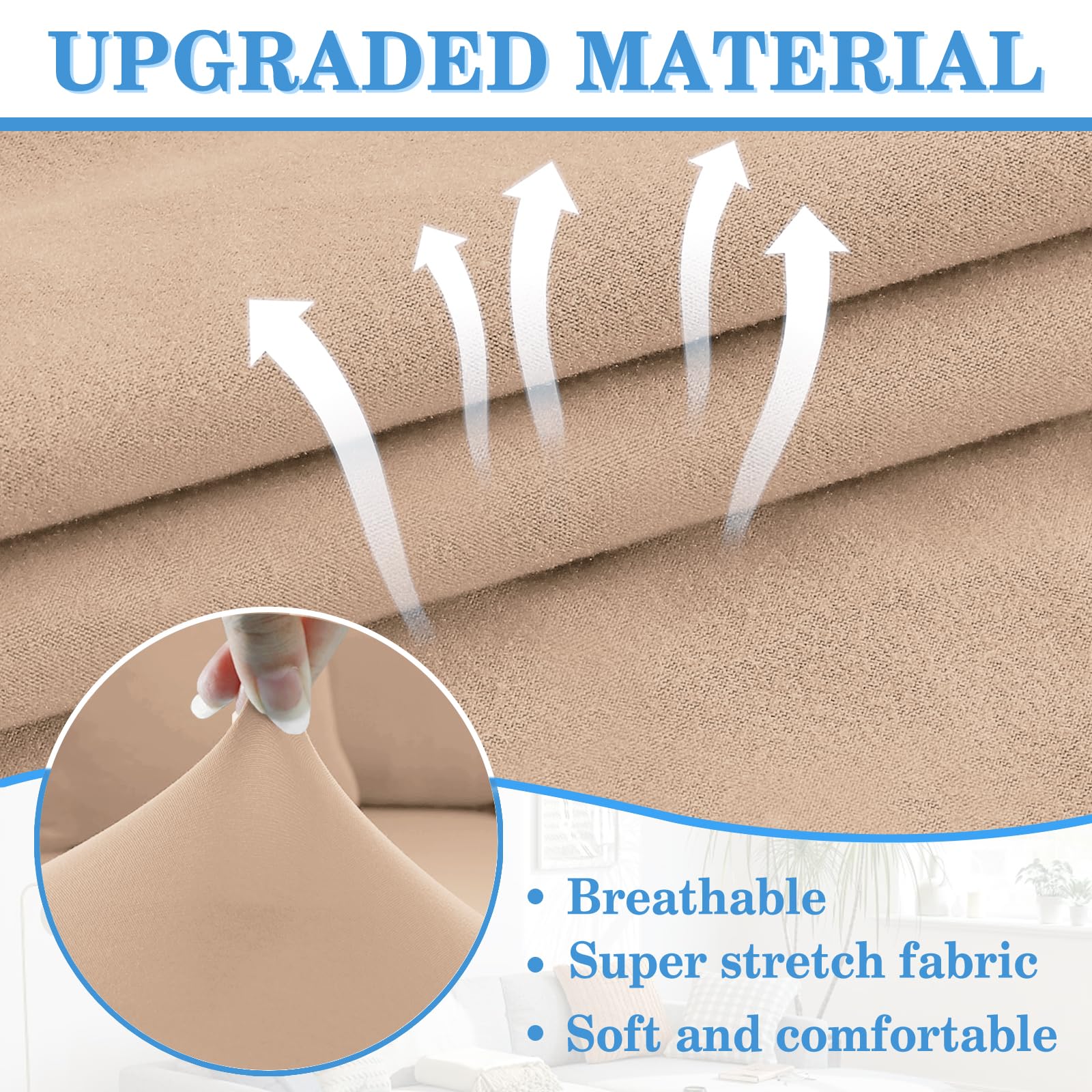 HDCAXKJ 100% Waterproof Sectional Couch Covers L Shape 4 Piece Stretch Individual Couch Cushion Covers for Sectional Sofa Cover L-Shaped Living Room Pet Dog Sofa Slipcovers Set (Pink Camel, Large)