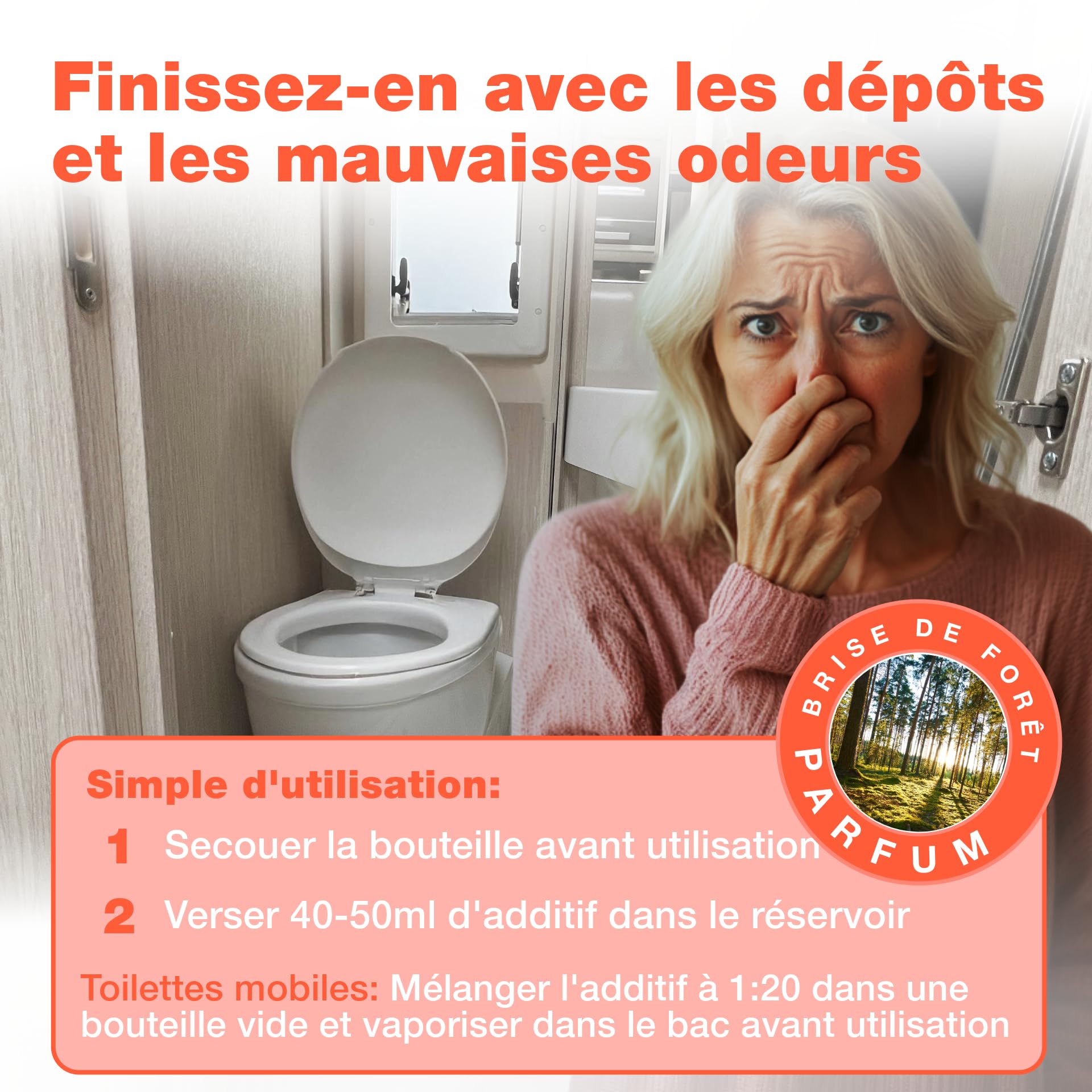 Bio-Chem - Additif sanitaire pour Eau de rinçage - Nouvelle Formule avec microorganismes - Produit WC nettoyant pour Toilettes sèches de Camping et Camping Car