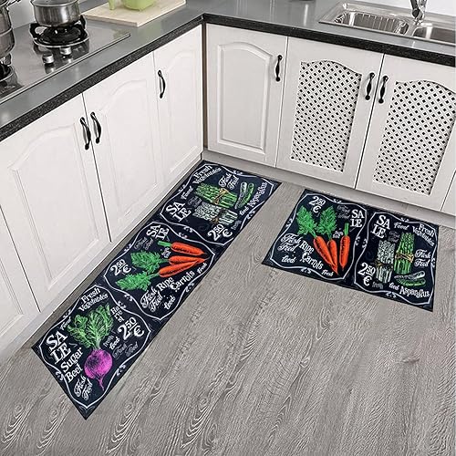 Miniatura 2 de DALISHI Juego de 2 alfombras de cocina de granja, tapetes de cocina de girasol, alfombras de cocina y tapetes antideslizantes lavables de 16 x 31.5