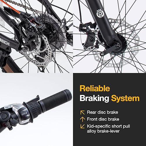 Miniatura 4 de Royalbaby Bicicleta de montaña para niños de aluminio de 2024 pulgadas, bicicleta deportiva MTB, frenos de disco duales de 1 velocidad8 velocidades,