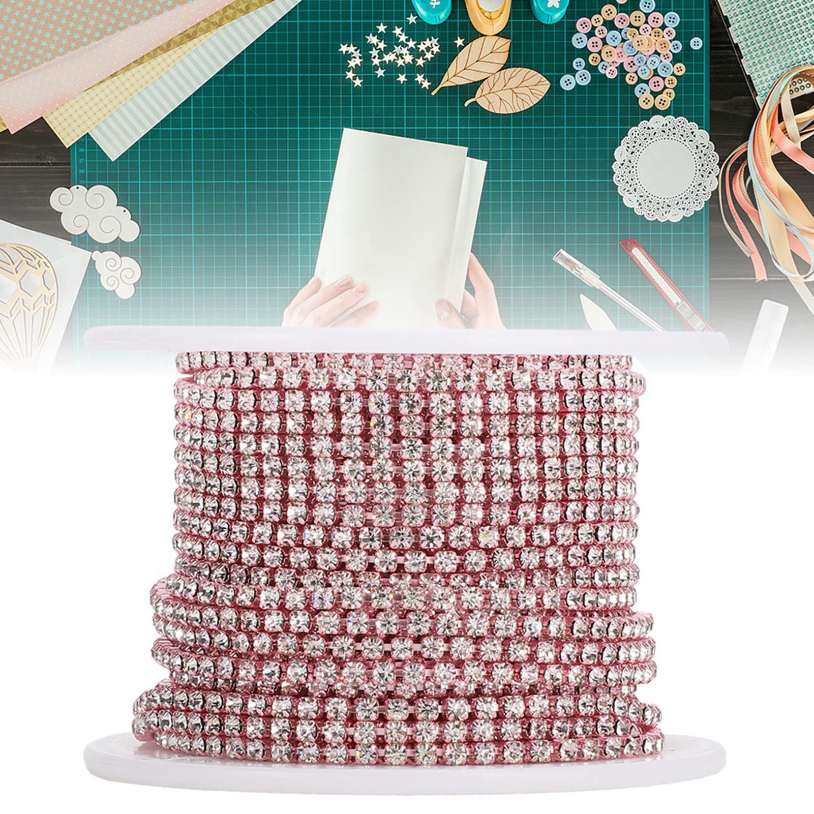 Tomotato 10 Yard 2MM Crystal Rhinestone Close Chain - Image 4