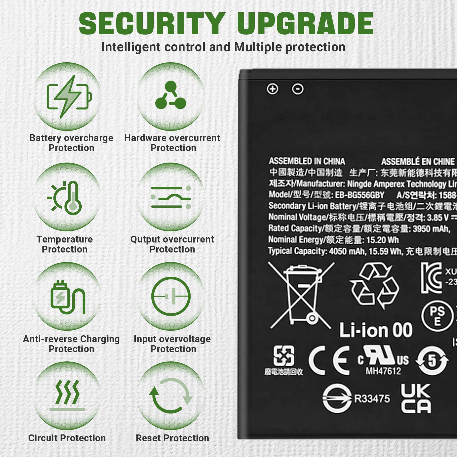 EB-BG556GBY - Batería de repuesto para Galaxy Xcover 7 G556B (4050 mAh, con kit de herramientas de reparación actualizado)